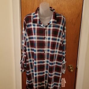 Wallflower Junior 2X Long Sleeve Flannel Shirt